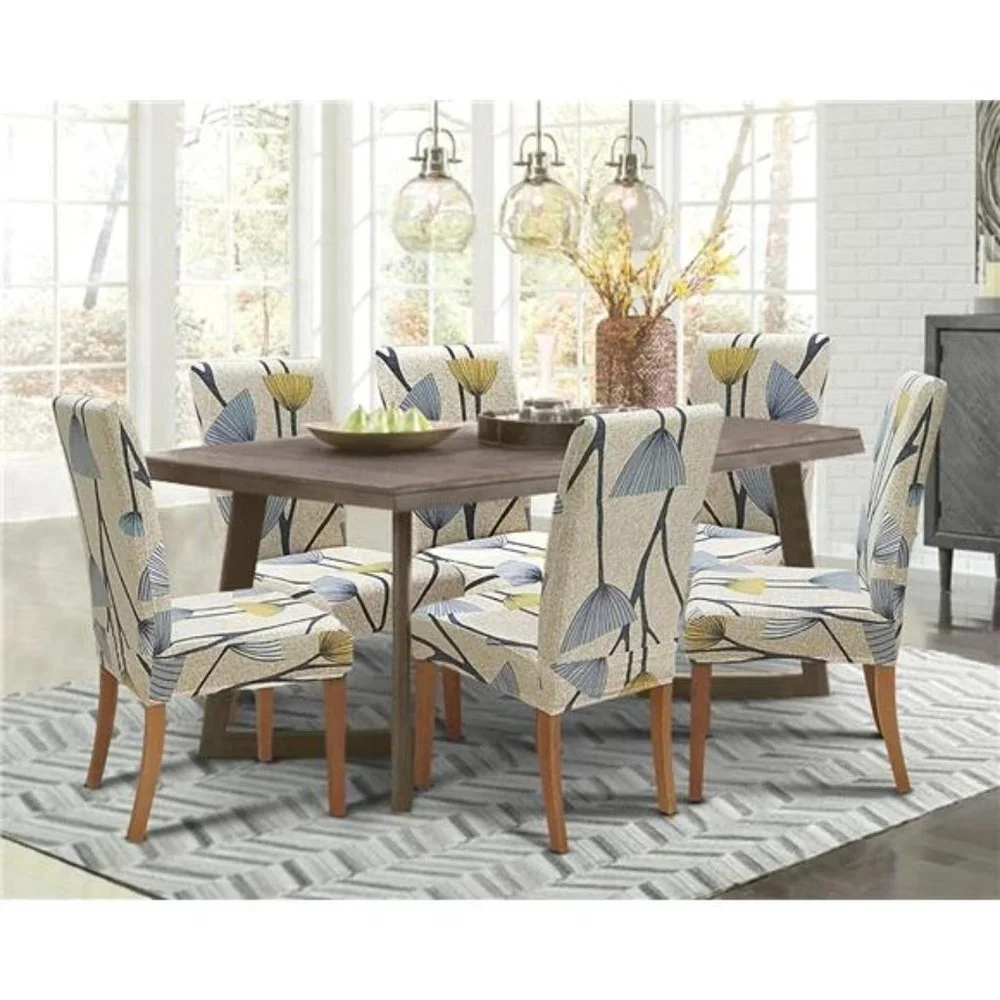 6 Pack, Stretch Dining Chair Cover, Removable Seat Protector - Floral Bloom